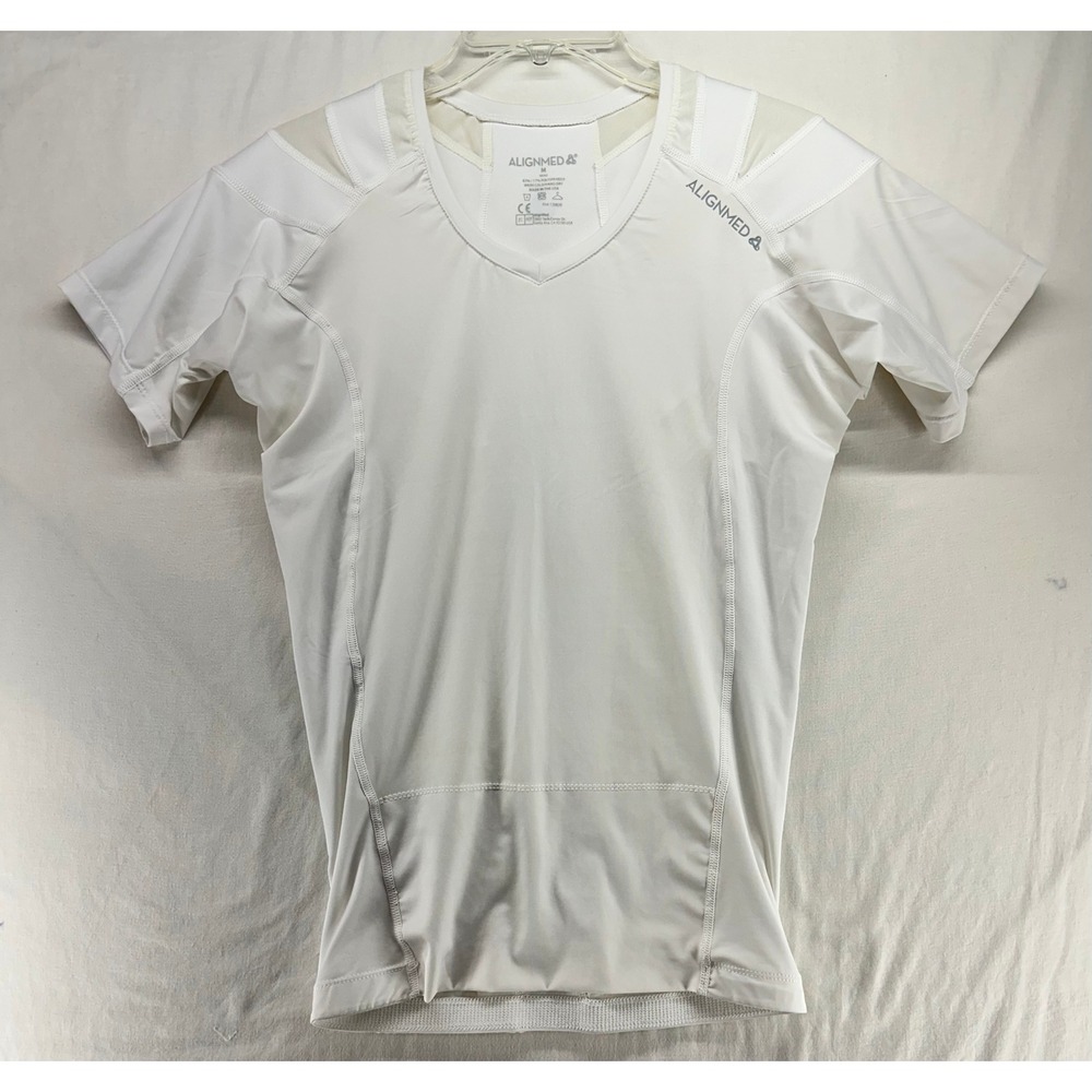 AlignMed Posture Shirt Mens Medium White Compression Support Short Sleeve Top